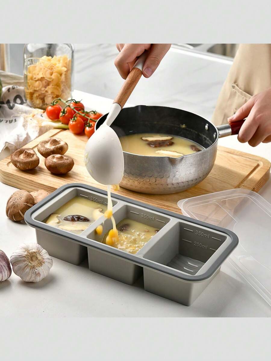 Silicone Freezer Tray With Lid, Suitable For Making Ice Cubes, Frozen Soup, Stew, Sauce And Pre-Prepared Foods, Also Suitable For Storing Rice, Leftovers, Juice, Desserts, Milkshakes And More - Multicolor - View 1