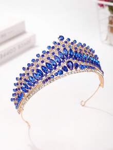 1 Stück luxuriöser Braut-Hochzeitskopfschmuck Kristallkrone Haarband, elegantes Accessoire für Hochzeit, Bankett