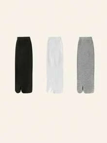 1/2/3 Pairs Women Toe Separator Knee High Solid Color Black/White/Gray Socks - Multicolor - View 8