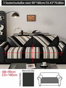 1pc Universal Sofa Cushion Cover, Modern Simple Non-Slip Sofa Seat Pad, Dust-Proof And Washable Sofa Slipcover, Black Fashion Soft Fade-Resistant Pet-Friendly Protector Fits For Bedroom, Office, Living Room Combination Furniture, L-Shaped Sofa And 1/2/3/4 Seat Sofa - Black - View 18