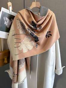 FADZOYLE 1 pieza Chal/Capa en tela de jacquard con estampado de flores vintage, suave y elegante, de gran tamaño para mujer, cálido para el invierno y el otoño, adecuado para uso diario, vestidos de noche elegantes, viajes y como regalo - Accesorio de mujer