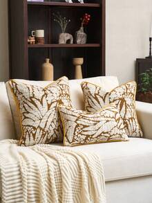 1 件装重磅雪尼尔提花抱枕套（不含枕芯），时尚现代重磅雪尼尔提花靠垫套，适合日常家居、沙发、床铺装饰，四季皆宜 - 黃白色 - 查看 6