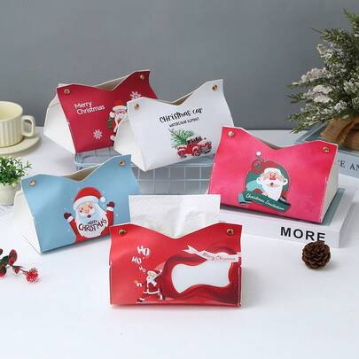 Christmas Oil Painting Print Tissue Box, Santa Claus Tissue Box, Creative Home Decor Tissue Holder