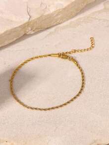 1 Stück Damen Edelstahl Gold Minimalistische Kette Fußkette, vielseitiges geschichtetes Accessoire