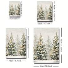 2D Flat, 1pc Snowy Pine Trees Christmas Poster - Minimalist Winter Forest Landscape Canvas Print, Frameless Wall Art Decor For Living Room, Bedroom, Office - Modern Farmhouse Holiday Decoration With Ink On Canvas Painting, Seasonal Home Accent, Textured Artwork