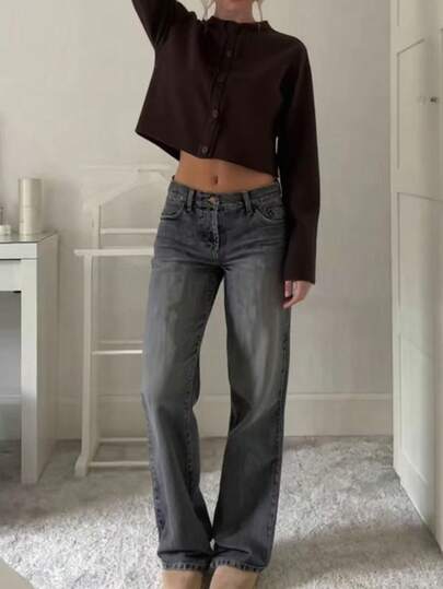 Women's Elegant Casual Fashion Versatile Washed Denim Jeans