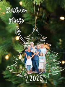 1pc Personalized Acrylic Christmas Theme Photo Ornament, Includes Custom 3D Christmas Tree Ornament, Suitable For Home Decor, Room Decor, Theme Party Decor, Christmas Decor; Also Can Be Used As Acrylic Keychain, Cute Car Accessory, Great Gift For Christmas, Christmas Hat, Christmas Clown, Winter, Holiday, Festival Themes - Christmas Tree Ornaments - View 1