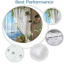 1PCS Coastal Scenery Shower Curtain Ocean View With Sailboats And Greenery Beautiful Outdoor Landscape Bathroom Decor Polyester Fabric Bath Curtain 70.8x70.8 Inch With 12 Hooks - 彩色 - 查看 4