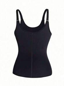 1pc Women Sports Waist Trainer With Zipper, Tight Fitting Bustier Shapewear, Adjustable Shoulder Strap Bodysuit Corset For Waist And Abdomen Shaping, Workout Waist Cincher, Gift For Friends - Black - View 5
