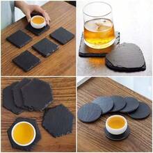 1 Piece Natural Slate Stone Coaster, Tea Coffee Gin Beer Wine Whiskey Gift, Unique Ideal Gift For Him, Her, Boyfriend, Girlfriend, Dad, Mom, Family, Friends, Suitable For Anniversary, Valentine's Day, Mother's Day, Birthday, Holiday Party, Father's Day, Graduation Ceremony, Wedding, Couple Gift, Wedding, Christmas, Gift, Party Favor, Room Decor, Bedroom Decor, Living Room Decor, Art, Home Decor, Fall Decor, Christmas Decor, Christmas - Multicolor - View 6