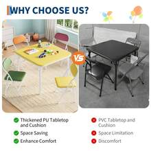 Mesa plegable y sillas de 5 piezas, mesa de actividad y sillas para comedor, guardería, aulas - Amarillo - Ver 5