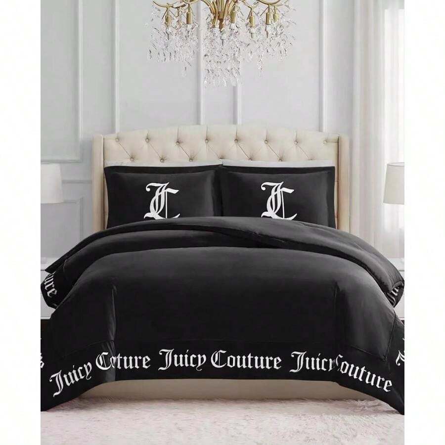 Juicy Couture Reversible Velvet Comforter Set | Fall Fashion | Comforters - Black - View 1