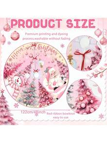 1PC Pink Christmas Tree Skirt 48 Inch Pink Christmas Decorations Merry Christmas Santa Snowman Tree Skirt Mat Christmas Tree Decorations For Xmas Holiday Party Indoor Outdoor Christmas Decorations Home Christmas Gifts Christmas Decor - Pink - View 8