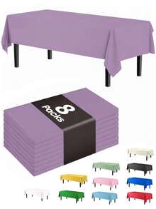 Purple Party Solids 4/8 Pack Premium Plastic Tablecloth 54in. X 108in. Rectangle Plastic Table 8/4PCS Set - Mauve Purple - View 2