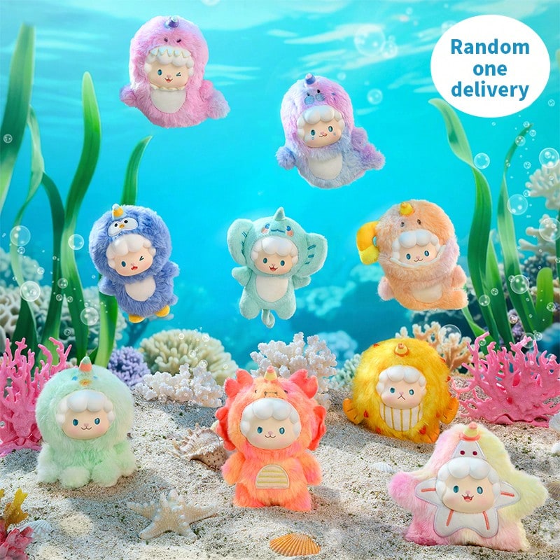 Miniso Juanjuan Sheep Ocean Adventure Series Vinyl-Plush Blind Box, Adorable Juanjuan Sheep Transformed Into Marine Creatures, Combination Of Plush And Vinyl Material, Delicate Touch, Diverse Designs With Random Delivery(1 PC Random Delivery) - Multicolor - View 1