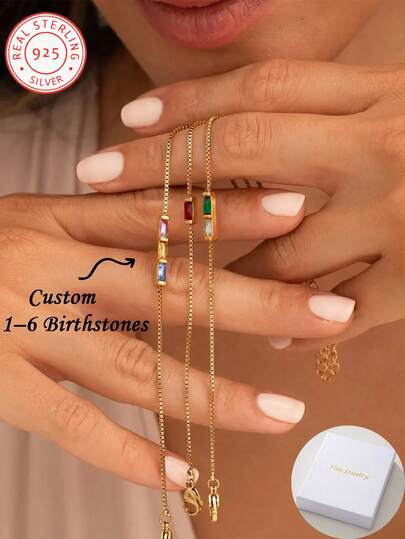 1 pieza Pulsera de joyería de moda de plata de ley 925 personalizada con piedra natal, personalizable con piedra natal, un regalo ideal para ella, tu novia, madre, familia o amigos. Adecuado para aniversarios, ceremonias de graduación, bailes de graduación, fiestas y otras ocasiones. Perfecto para graduados de secundaria, estudiantes universitarios y recién llegados para usar.