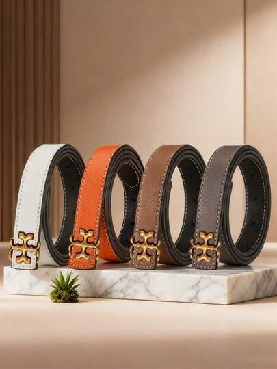 Smooth Denim Dress Women's Belt Fashionable Casual Sweet Student Slim Versatile Belt Dual-Purpose Double-Sided Thin Belt, A Variety Of Colors Available, Suitable For Daily Wear And Fashion Style, Add Color To Your Outfit