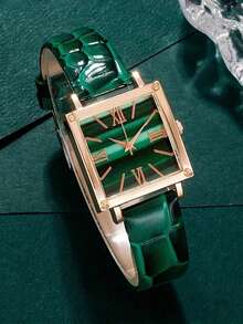 Luxury Compact Square Women's Quartz Watch, Suitable For Rest, Business, Shopping, Fashionable, Gemstone, Sports Leather Strap, Alloy, Goddess Gift Wristwatch - Multicolor - View 7