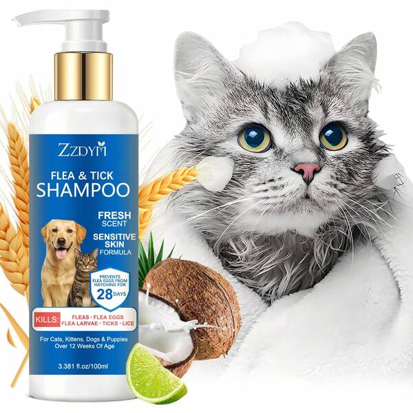 100ml Shampoo per cani - Formula botanica potente che previene e tratta efficacemente le pulci, fornendo un bagno naturale repellente per gli insetti.