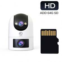 2.4G/5G 双 2K 3MP 镜头安全摄像头，室内外防水无线支持 360°PTZ，适用于婴儿/宠物/家庭/商店的摄像头，支持 2.4G/5G WIFI，彩色夜视，云和 SD 卡存储，双向音频，智能运动跟踪