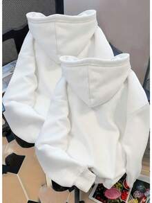 Sudadera mujer estilo casual flores arte impresión creativa poliéster gris ajuste holgado capucha manga larga otoño invierno uso diario sudadera - Blanco - Ver 4