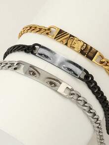 1 Piece Of Personalized Photo Bracelet, Stainless Steel Chain Laser Engraved Eye Photo Bracelet ,Custom Engraved Couple Photo Bracelet, Fashion Style Eye Image , Engraved Picture Stainless Steel Cuban Bracelet, Couple Gift Jewelry ,Boyfriend Gifts Valentine's Day Gifts ,Mother's Day Gifts, Father's Day Gifts,Gifts For Boyfriend Commemorative,Chic Autumn, Utilitarian Chic, Delicate Romance, Look Glamour,Enchanted Romance Gown - Multicolor - View 5