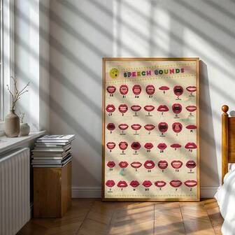 1pc/Set Vintage Speech Sounds Art Decor Canvas Posters Prints - Canvas Print For Phonetics Learning, Modern Retro Speech Language Pathologist Canvas Wall Arts,Educational Mouth Shape Chart For Living Room, Bedroom, Home Office Decors,No Frame