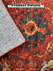 1 件装柔软绒毛地毯，适用于客厅和卧室，多种尺寸可选，蓬松舒适，可机洗 - 紅色 - 查看 6