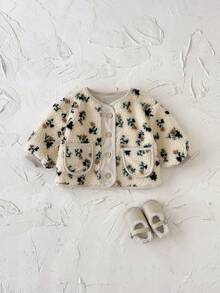 女婴碎花印花加厚保暖内衬外套，冬季