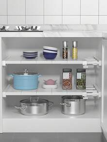 1pc Adjustable Closet Shelf Dividers - Expandable Organizer Rack For Wardrobe, Bathroom, Kitchen Storage - No Drill Easy Installation With Included Viscose Pads - Versatile Partition System Kitchen Items Kitchen Accessories Kitchen Tools - Multicolor - View 4