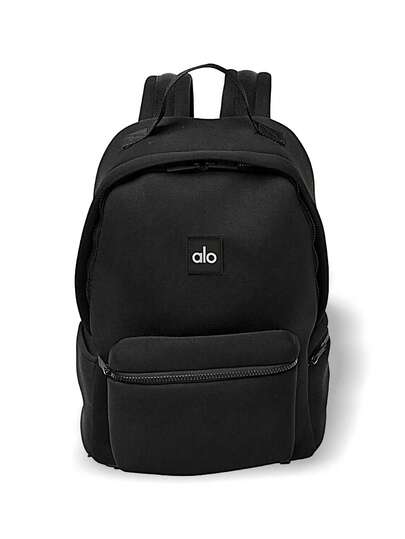  ALO Stow Women Outdoor Lightweight Backpack Portable Multiple Compartments Storage Shockproof Adjustable Straps Breathable Back Panel Skin-Friendly Easy Carry Versatile Gym Commuting Travel School Outing Shopping Daily Black A0481u-Black/Silver