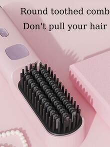 Cepillo alisador de cabello inalámbrico con iones negativos USB, 2 en 1 para alisar y rizar, pantalla LCD portátil, cepillo alisador recargable, alisador de cabello sin cable