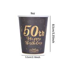 10个/20个/60个，50岁生日快乐纸杯，黑金配色，一次性50岁生日餐具派对杯，50岁生日派对装饰纸杯，男女通用，适合男士、女士、男士、女士，50岁生日派对用品，餐桌装饰 - 多色50歲 - 查看 6