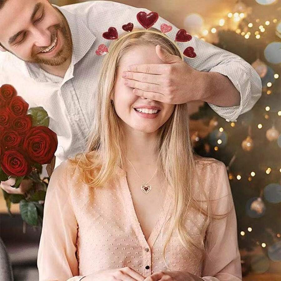 Cerchietto con cuori dorati glitterati, decorazione a cuori rossi e rosa XOXO, accessorio per capelli dolce per feste di San Valentino, bellezza, cerchietto per capelli