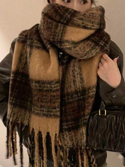 1pc Small Plaid Scarf, Soft & Warm For Autumn/Winter