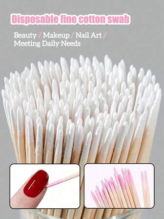 Bag Pointy Embroidery Cotton Swab Makeup And Beauty Disposable Small Cotton Swab Superfine Pointed Mouth Single Head Cotton Swab Eyeliner Eyeliner Disposable Wooden Mini Eye Black Stick Does Not Raise Hair, Eyelash Extension Tool And Glue Remover, Mini Cosmetic Brush
