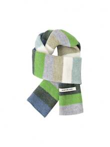1pc Kids Rainbow Striped Patchwork Plush Knitted Scarf, Thick Winter Scarf In Macaron Colors, Warm & Versatile Cute Girls Scarf/Neck Warmer, Suitable For 9-16 Years Old, Outdoor, Party, Holiday, Back To School, Christmas, New Year Gift - Multicolor - View 6