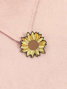 1pc Floral Enamel Sunflower Brooch Pin, Cartoon Lapel Badge For Backpack, Fashion Jewelry Suitable For Men And Women, Daily Wear, Gift For Friends