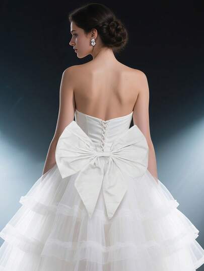 Christmas Winter Wedding Bride Dress Decoration Trailing, Elegant Bow Design Dress Accessory