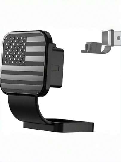 1pc 2 Inch Universal Flag Trailer Hitch Cover, American Flag Trailer Hitch Receiver Tube Insert, Automotive Exterior Accessories, Receiver Tube Hitch Plug (Black With Blue Stripe, Fits 2 Inch Receiver)