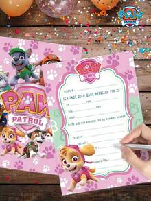 Paw Patrol 12/24 张汪汪队主题派对生日邀请卡。粉色和蓝色汪汪队生日、节日、派对邀请卡、贺卡邀请函 - 彩色 - 查看 9