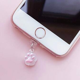 1pc Cute Cat Paw Phone Dust Plug, Personalized Design Phone Charm Accessory, Compatible With Apple, Android, Type-C, Creative Pendant