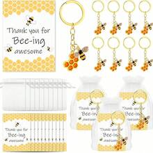 Set de regalo de 36 piezas de apreciación a los empleados con diseño de abeja, incluye llaveros de abeja lindos, tarjetas de agradecimiento y bolsas de organza, un regalo inspirador para colegas - colmena de abejas - Ver 8