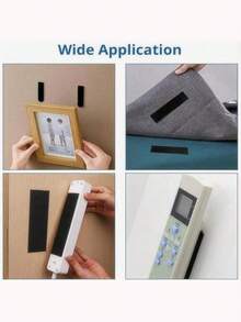 5/10pcs Self-Adhesive Hook And Loop Strips, Sticky Tape, Heavy Duty Mounting Strips, Strong Adhesive Tape, Double-Sided Reusable Tape, Hook And Loop Strips, 0.79 Inch X 2.75 Inch, Heavy Duty Adhesive Hanging Tape, Suitable For Home And Office, Black - Multicolor - View 4