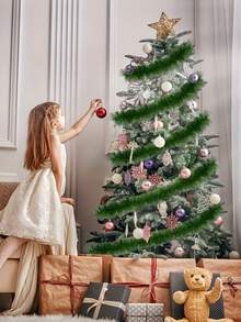 Guirlanda de flores natalinas de 5,5 metros (18 pés), guirlanda de flores artificiais, para decoração de festas de casamento e feriados, uso interno/externo, adequada para decoração de quartos, decoração de casa, decoração de aniversário, decoração de Natal, decoração de mesa de Natal, guirlanda de inverno para montar você mesmo.