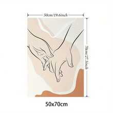 1pc Unframed Canvas Wall Art Poster Painting Minimalist Line Drawing Of Two Hands Poster Family Room Decor Living Room, Bedroom, Bar Wall Decor - Multicolor - View 2