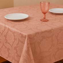 Durable And Elegant Rectangular Jacquard Fabric Tablecloth 4/6/8 Seats Luxury Promotion - Màu hồng gỉ - Xem 3