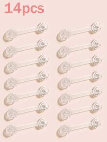 5/8/9/12/14PCS Baby Lock Multi-Function Dual Open Lock Child Lock Cabinet Refrigerator Lock Window Lock, Fridge Door Lock, Freezer Lock, Invisible Cupboard Lock Childproof Infant Anti-Clamp Child Lock - Clear - View 13