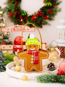 1 Stück Weihnachts-Lebkuchen Party Geschenktüte - Papier Weihnachts-Geschenktüte mit Griff, geeignet für Weihnachtsparty Dekorationen und Feiertags-Zubehör, Geburtstagsfeiern, Hochzeiten, Weihnachtsgeschenke, Weihnachtsdekorationen, Geburtstagsfeiern, Neujahrsgeschenke, Farben und Stile sind zufällig, Weihnachts-Lebkuchenmann Geschenktüten, Weihnachts-Apfel Verpackungsboxen Winterraumdekoration