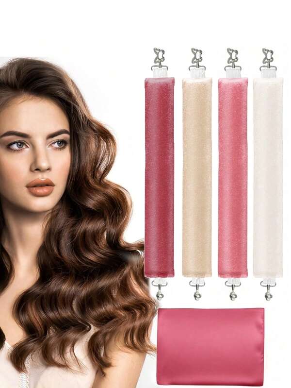 New Butterfly Clip Curling Hair No-Heat Overnight Curling Set - Extra Large Night Curler, Soft Velvet Curling Rollers For Women, Damage-Free Curling Styling Tool